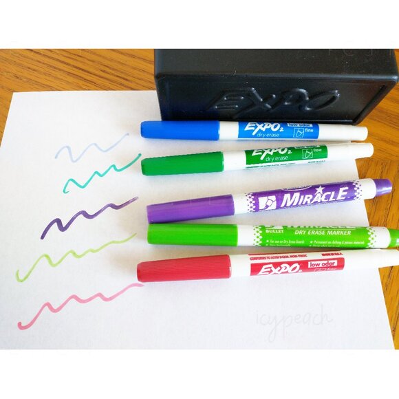 Dry Erase White Board Supplies 1 Eraser with 5 Markers Expo/Rose Art Brands - Picture 2 of 5